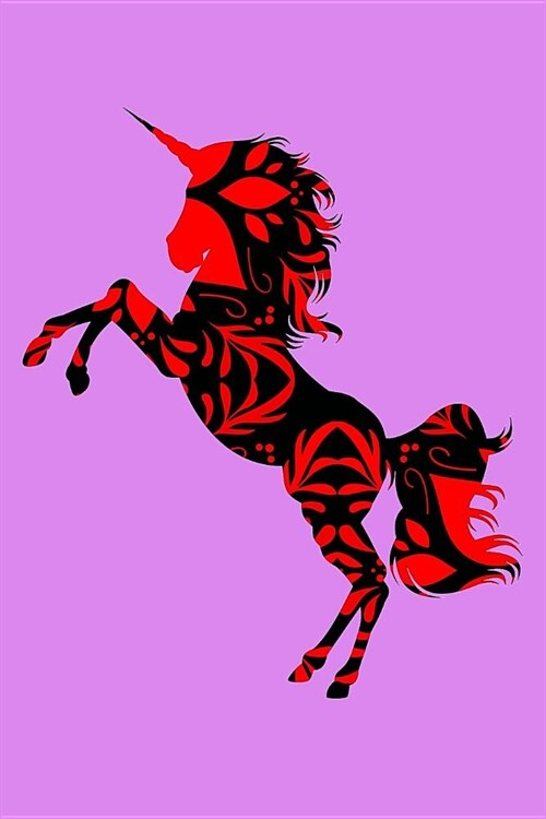 Bright Red And Black Unicorn: Handwriting Journal (Paperback)