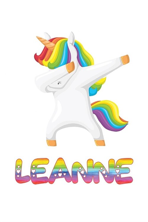 Leanne: Leanne 6x9 Journal Notebook Dabbing Unicorn Rainbow (Paperback)