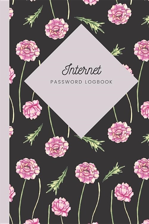 Internet Password Log Book: Pink flower journal for home and office organization (Paperback)