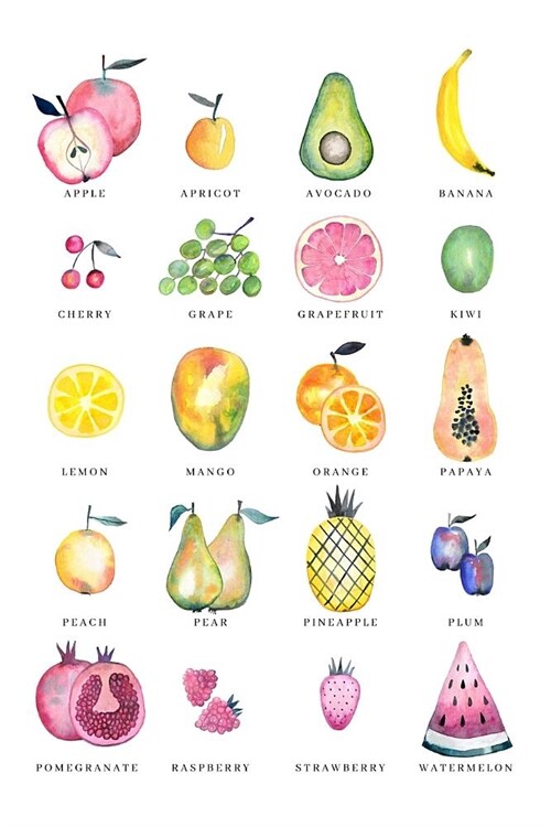 Watercolor Fruit: Dot Grid Notebook Journal, 6x9 Inch, 120 pages (Paperback)