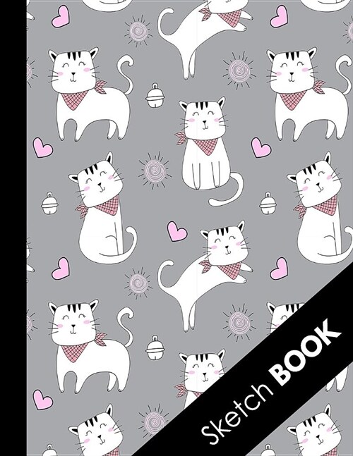 Sketch Book: Large Blank Sketchbook For Girls and Women: Perfect For Sketching Drawing and Crayon Coloring (Pretty Playing Cat Pink (Paperback)