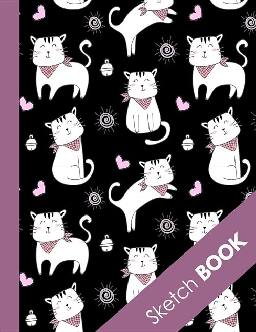 Sketch Book: Large Blank Sketchbook For Girls and Women: Perfect For Sketching Drawing and Crayon Coloring (Beautiful Playing Kitty (Paperback)