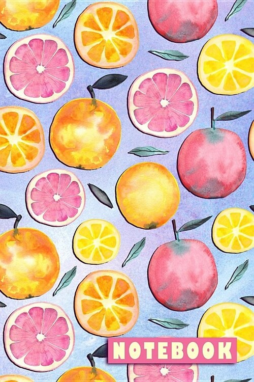 Notebook: Orange And Pink Grapefruit Fruit Journal Diary 6x9 Premium Matte Paperback Blank College-Ruled Lined To Write In (Paperback)