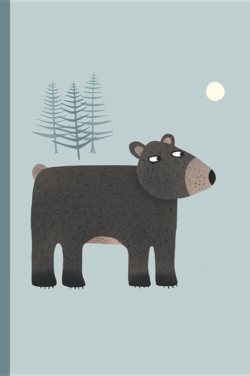 Notes: A Blank Lined Journal with a Bear, Trees and Moon Art Cover (Paperback)