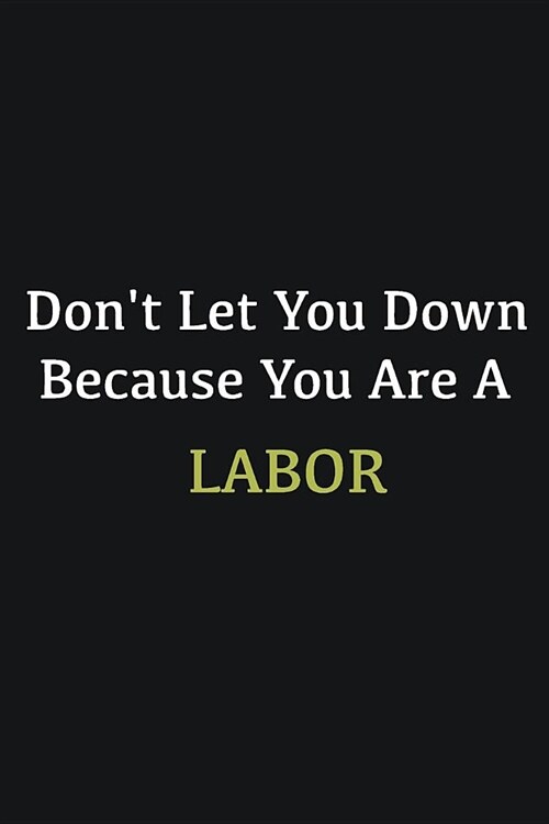 Dont let you down because you are a Labor: Writing careers journals and notebook. A way towards enhancement (Paperback)