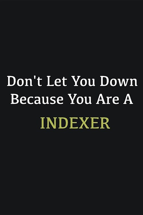 Dont let you down because you are a Indexer: Writing careers journals and notebook. A way towards enhancement (Paperback)