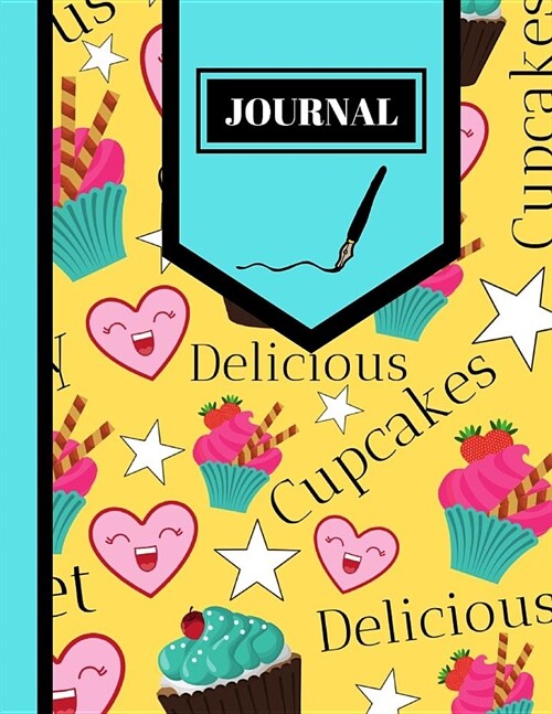 Journal: Cute Trendy Cupcake Words and Stars Print - Lined Journal for Kids, Teens, and Girls (Paperback)