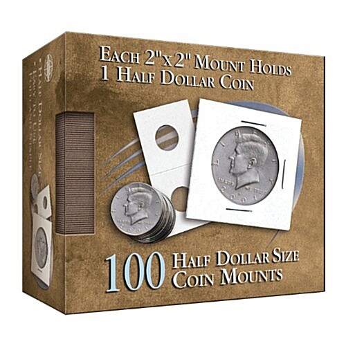 Half Dollar 2x2 Coin Mounts Cube 100 Count (Hardcover)