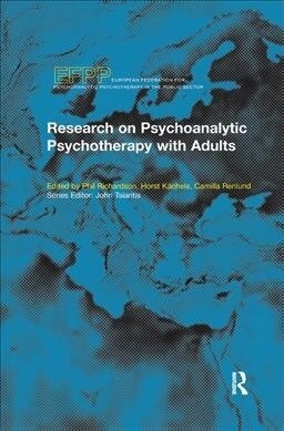 Research on Psychoanalytic Psychotherapy with Adults (Hardcover, 1)