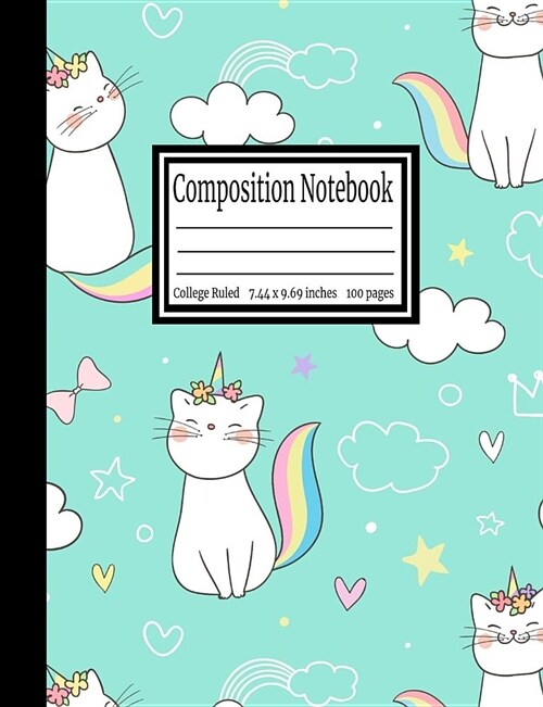 Composition Notebook: College Ruled 7.44 x 9.69 in, 100 page book for girls, kids, school, students and teachers (Paperback)