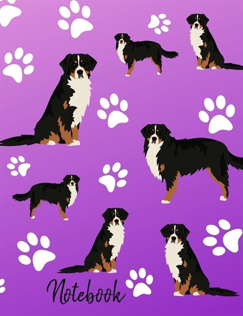 Notebook: Bernese Mountain Dog School Notebook Purple 100 Pages Wide Ruled Lined Paper (Paperback)