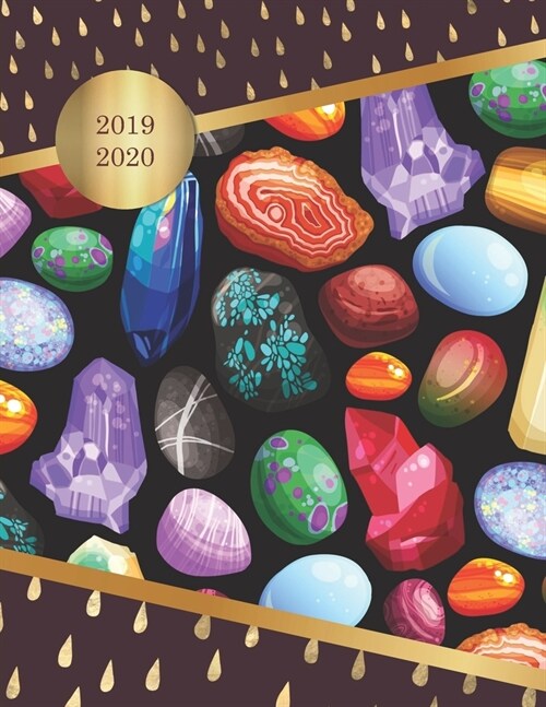 2019 - 2020: Modern Lush Cover of Colorful Crystals - Weekly Planner / Organizer with Gratitude Section, Habit & Mood Tracker - Com (Paperback)