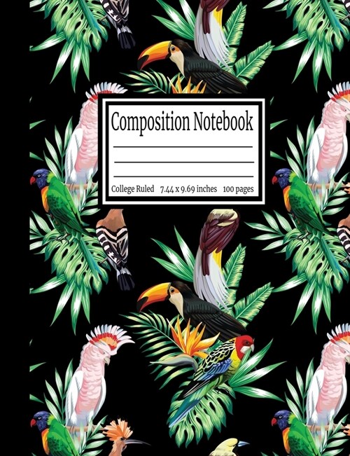 Composition Notebook: College Ruled 7.44 x 9.69 in, 100 page book for girls, kids, school, students and teachers (Paperback)