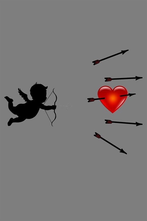Journal: Fun Valentines Day Cupid Heart & Arrows Black Lined Notebook Writing Diary - 120 Pages 6 x 9 (Paperback)