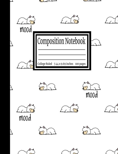 Composition Notebook: Sleepy Lamb College Ruled 7.44 x 9.69 in, 100 page book for girls, kids, school, students and teachers (Paperback)