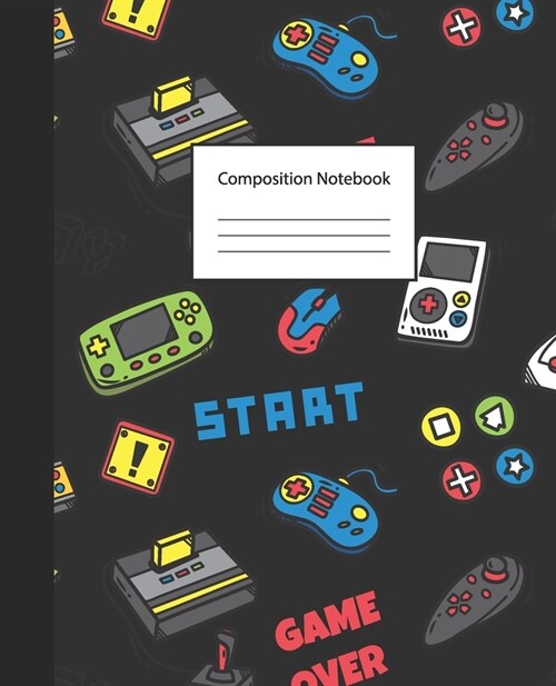 Composition Notebooks: Cute Arcade Pixel Game 80s- 90s Gamer Lover Pretty Wide Ruled Blank Lined Notebooks Journal Workshop for Kids Teens Gi (Paperback)