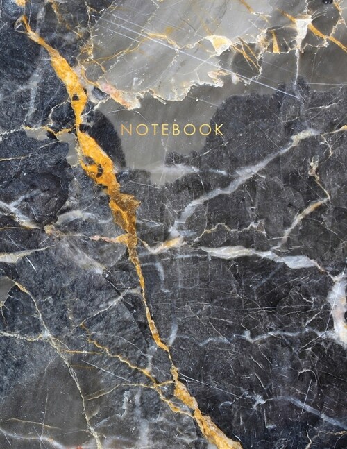 Notebook: Black and Quartz Marble with Gold Detail - Marble & Gold Notebook - 150 College-ruled Pages - 8.5 x 11 - A4 Size (Paperback)