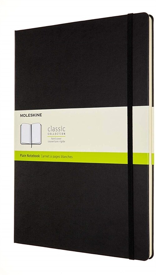 Moleskine Classic Plain Paper Notebook, Hard Cover and Elastic Closure Journal, Size A4 21 x 29.7 cm - Black Colour (Hardcover)