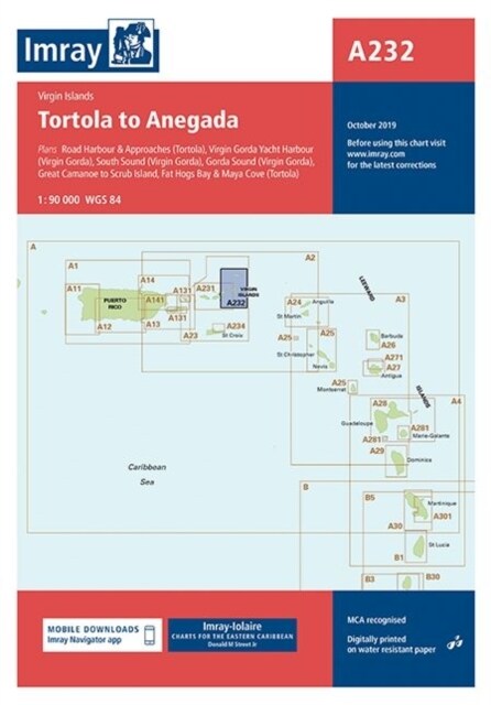 Imray Chart A232 : Virgin Islands Tortola to Anegada (Sheet Map, folded, New ed)