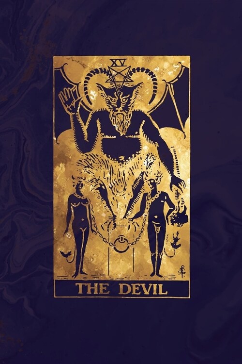 The Devil: Tarot Card Bullet Journal - 6 x 9 - Midnight Marble and Rose Gold - Dot Grid Tarot Card Notebook (Paperback)