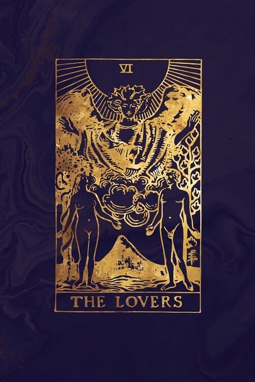 The Lovers: Tarot Card Journal - Midnight Marble and Rose Gold - 6 x 9 College Ruled Tarot Card Notebook (Paperback)