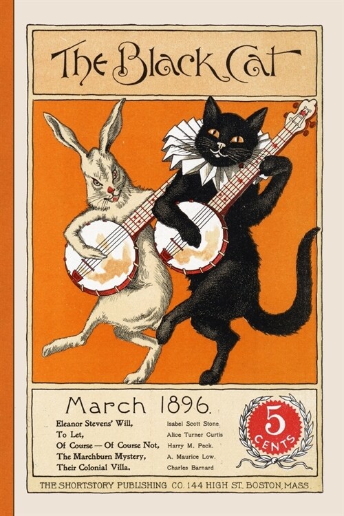 The Black Cat March 1896 5 Cents: The Black Cat Magazine: Vintage Halloween Ephemera Lined Notebook And Journal: Black Cat and White Rabbit / Hare Pla (Paperback)