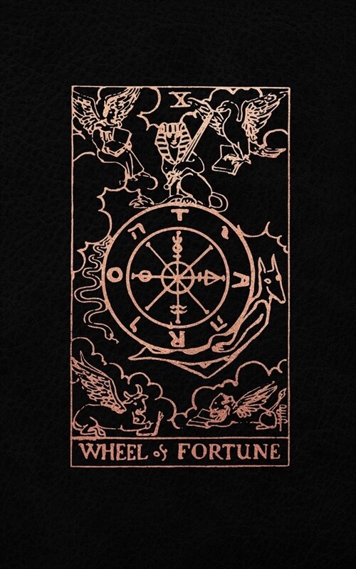 Wheel of Fortune: Tarot Card Journal, Black and Rose Gold - College Ruled Tarot Card Notebook, 5 x 8 (Paperback)