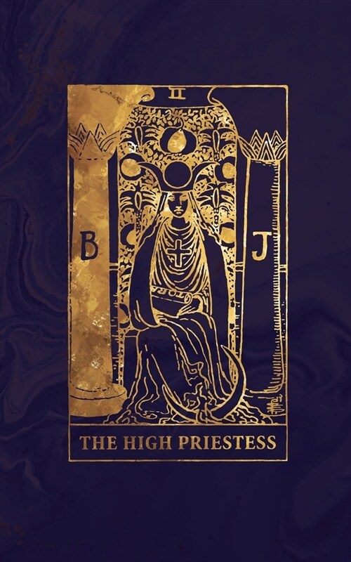 The High Priestess: Tarot Card Journal - Midnight Marble and Rose Gold - 5 x 8 College Ruled Tarot Card Notebook (Paperback)