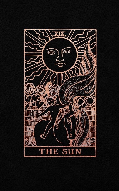 The Sun: Tarot Card Bullet Journal - 5 x 8 Notebook - Black and Rose Gold Design - Dot Grid Notebook (Paperback)