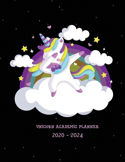 Unicorn Academic Planner 2020-2024: Academic Planner, Yearly Agenda 2020-2024 - Yearly and Monthly Organizer - January 1, 2020 to December 31, 2024 - (Paperback)