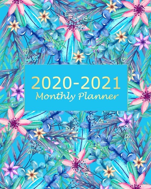 2020-2021 Monthly Planner: Blue Floral 2 Year Monthly Planner Calendar Schedule Organizer January 2020 to December 2021 (24 Months) With Holidays (Paperback)