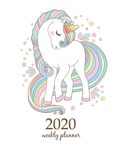 2020 Weekly Planner: Calendar Schedule Organizer Appointment Journal Notebook and Action day With Inspirational Quotes White unicorn with r (Paperback)