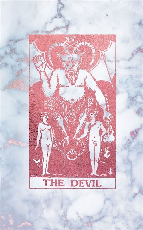 The Devil: Tarot Card Bullet Journal - 5 x 8 - Radiant Moonstone Marble and Rose Gold - Dot Grid Tarot Card Notebook (Paperback)