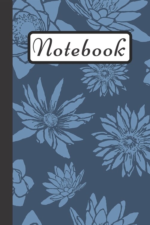 Notebook: Lotus Flower Journal, Dark Asian Design Water Lily, 120 Lined Pages (6X9) (Paperback)
