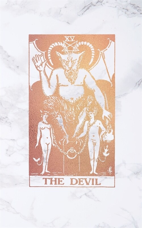 The Devil: Tarot Card Bullet Journal - 5 x 8 - Soft White Marble and Rose Gold - Dot Grid Tarot Card Notebook (Paperback)