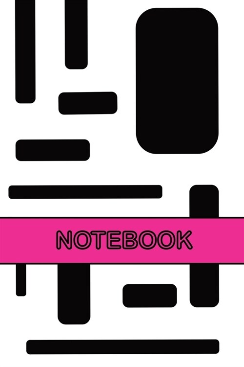 Black and White with Pink Notebook: Stunning minimalist geometric design makes a fabulous cover for this journal. Each page is headed up with Subject (Paperback)