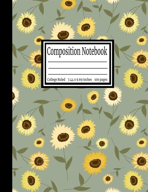 Composition Notebook: College Ruled 7.44 x 9.69 in, 100 page book for girls, kids, school, students and teachers (Paperback)