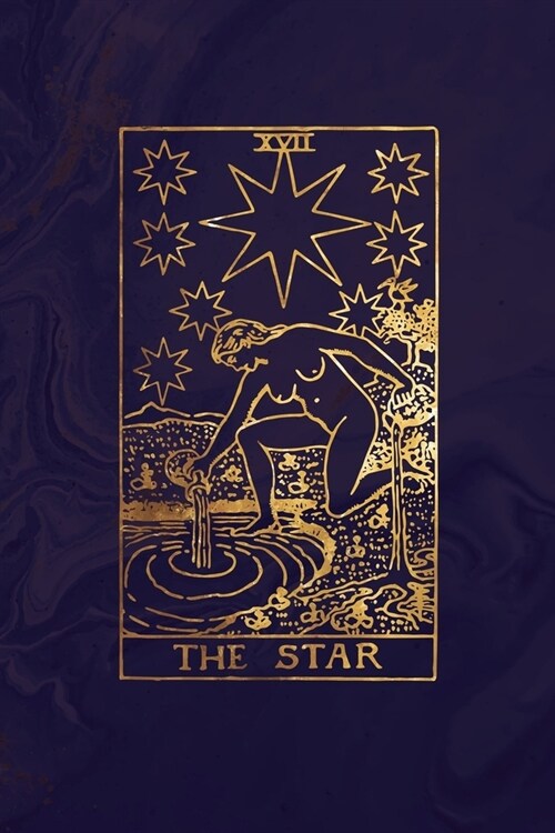 The Star: Tarot Card Bullet Journal - 6 x 9 - Midnight Marble and Rose Gold - Dot Grid Tarot Card Notebook (Paperback)