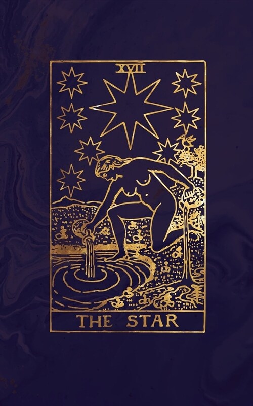 The Star: Tarot Card Bullet Journal - 5 x 8 - Midnight Marble and Rose Gold - Dot Grid Tarot Card Notebook (Paperback)