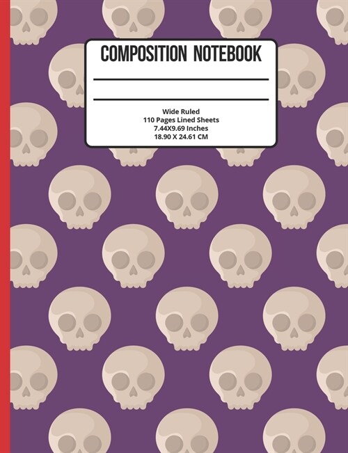 Composition Notebook Wide Ruled: Skull 110 Pages (Paperback)