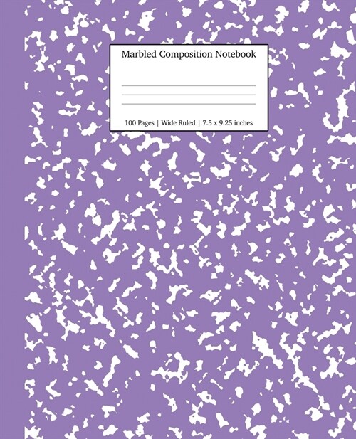 Marbled Composition Notebook: Lavender Marble Wide Ruled Paper Subject Book (Paperback)