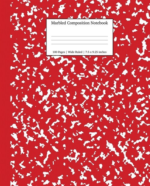 Marbled Composition Notebook: Red Marble Wide Ruled Paper Subject Book (Paperback)