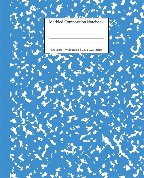 Marbled Composition Notebook: Blue Marble Wide Ruled Paper Subject Book (Paperback)