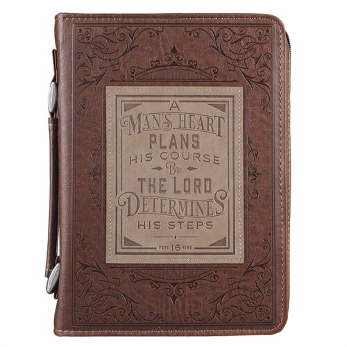 Classic Bible Cover Large Luxleather a Mans Heart - Prov 16:9 (Other)