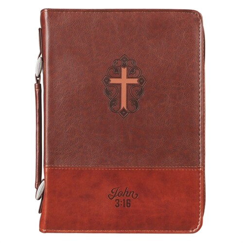 Classic Bible Cover Medium Luxleather Cross - John 3:16 (Other)