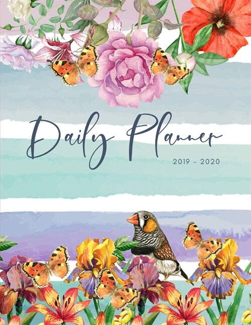 Planner July 2019- June 2020 Flower Stripes Monthly Weekly Daily Calendar: Academic Hourly Organizer In 15 Minute Interval; Appointment Calendar With (Paperback)