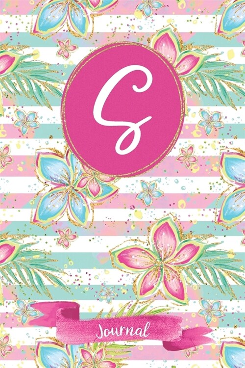 S Journal: Tropical Journal, personalized monogram initial S blank lined notebook - Decorated interior pages with tropical flower (Paperback)