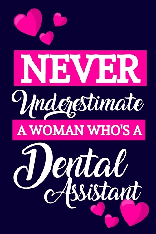 Never Underestimate A Woman Whos A Dental Assistant: Dental Assistant Gifts... Cute Pink Paperback Lightly Lined Notebook or Journal, Perfect for Not (Paperback)