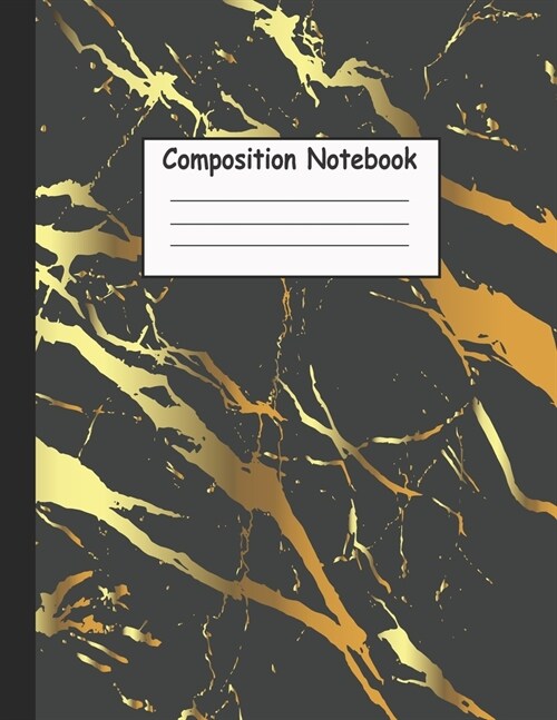 Composition Notebook: Black Marble with Gold Wide Ruled Journal, Notebook, Diary for Adult Writing and Notes 120 Pages (8.5 x 11) (Paperback)