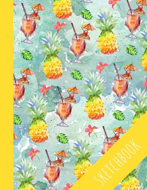 Pineapple: Sketchbook, Beautiful Design Tropical Cover, Large Blank Pages With Special Place For Title, Perfect For Drawing (Paperback)